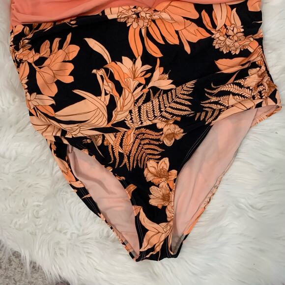 New Cupshe Havana Tropical Plunge Halter Ruched One Piece Swimsuit - Picture 6 of 11